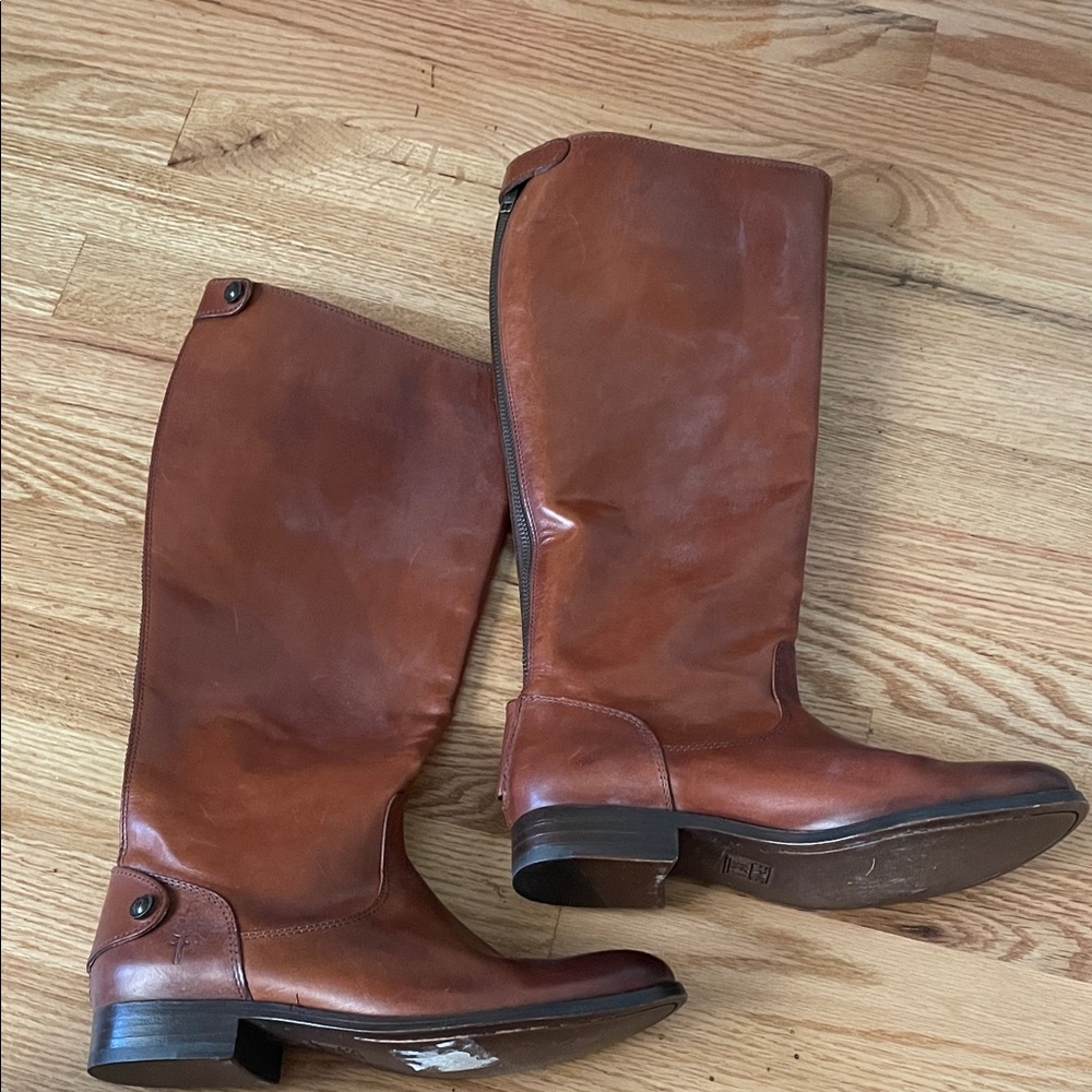 Women's Tall Riding Boots in Cognac Brown